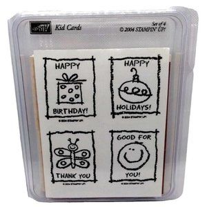 Stampin Up Kid Cards 4 Piece Rubber Stamp Kit Unmounted 2004 Holidays Thanks